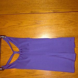 Purple athletic tank top with built in shelf bra